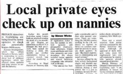 Surrey Advertiser checking nannies private Investigator